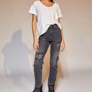 UO BDG Comfort Stretch Slim Straight Jean – Washed Black Denim